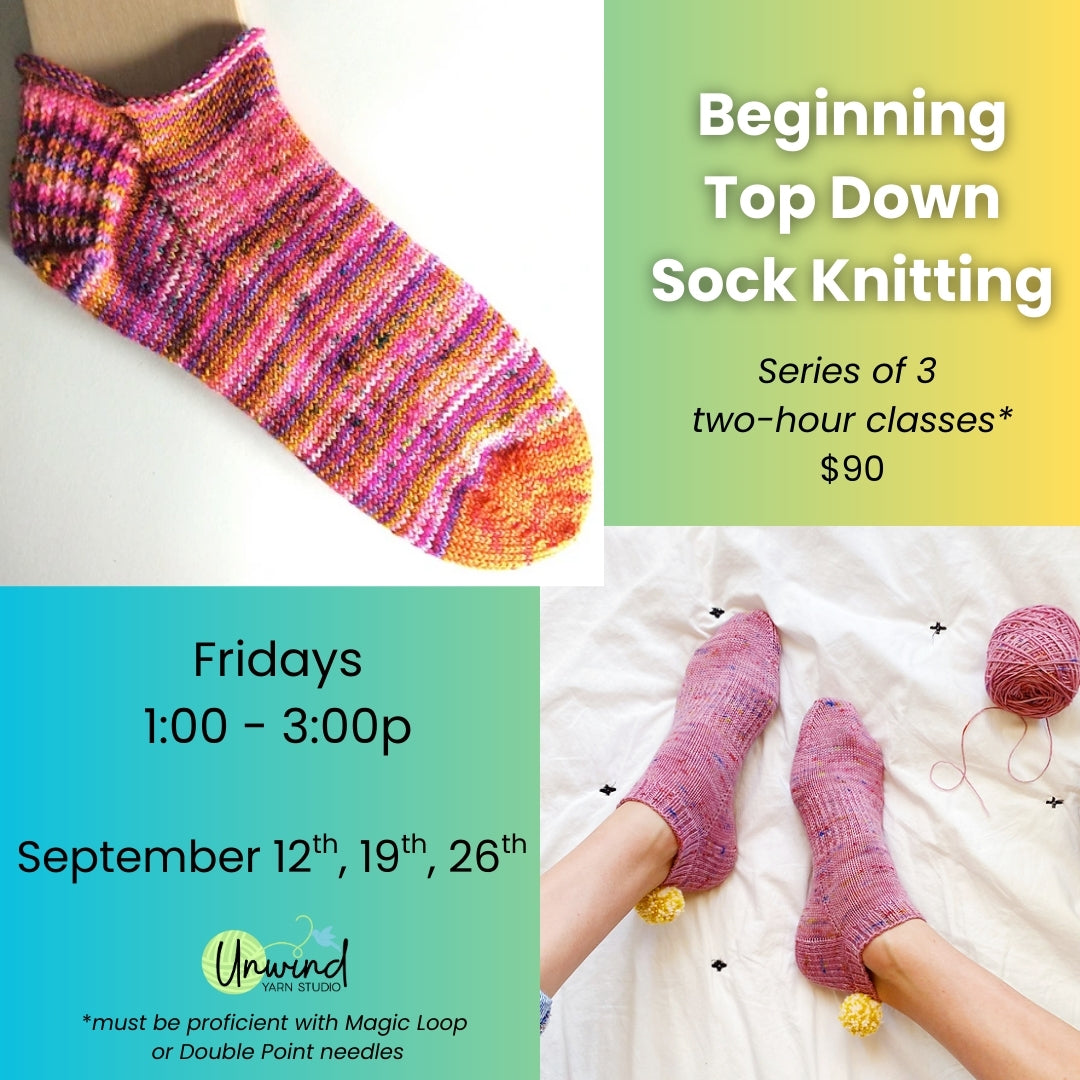Top Down Sock Class w/ Anne: 9/12, 19, 26