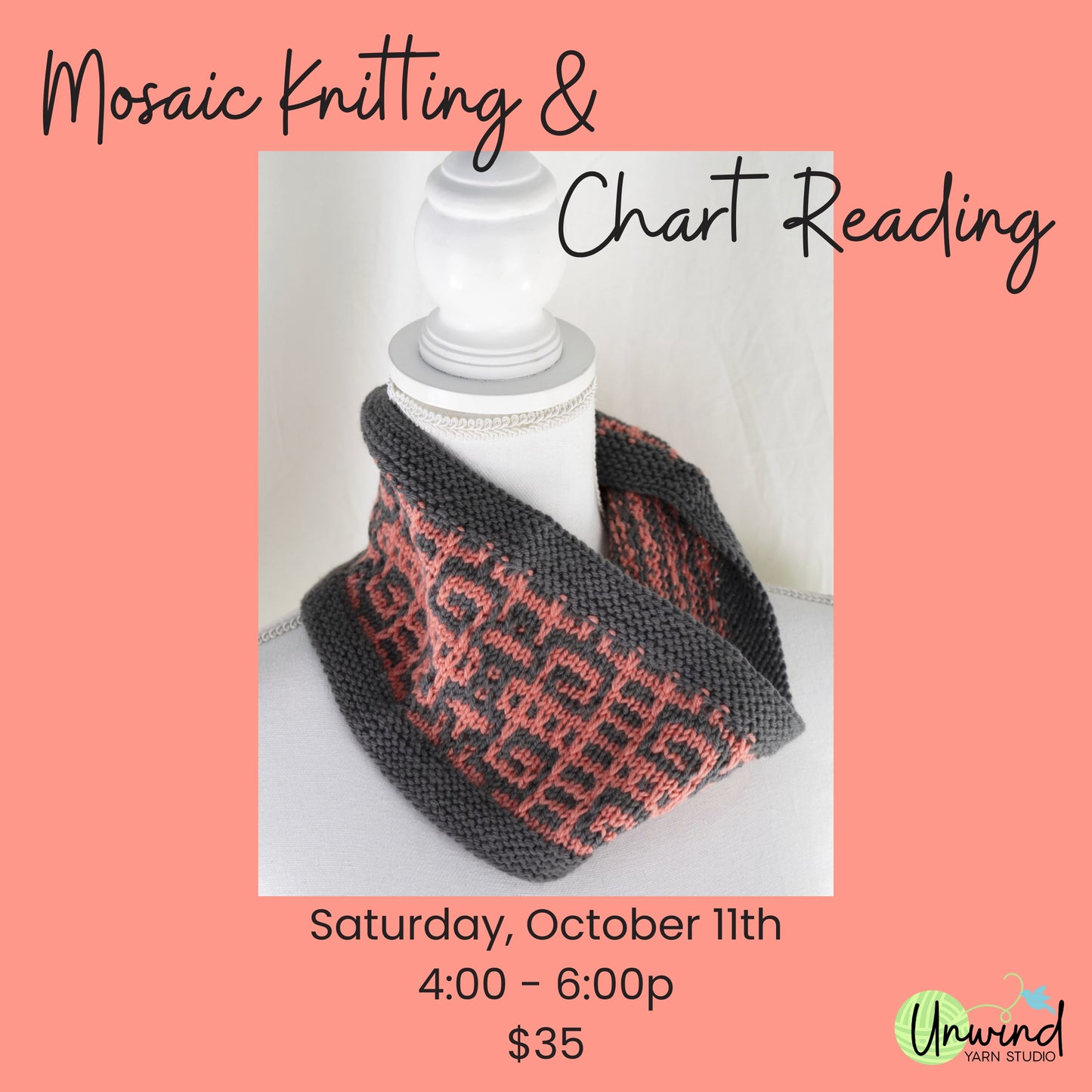 Mosaic Knitting & Chart Reading: 10/25, 4-6p - Heather