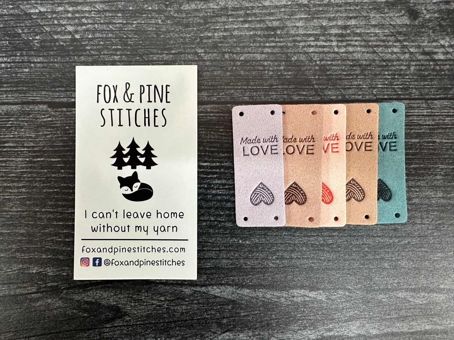 fox and pine fold over tag made with love pastels