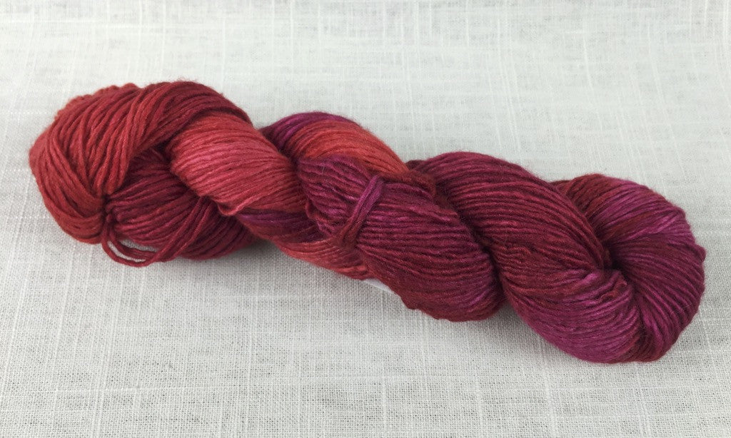 malabrigo silky merino color SM157 amoroso red pink